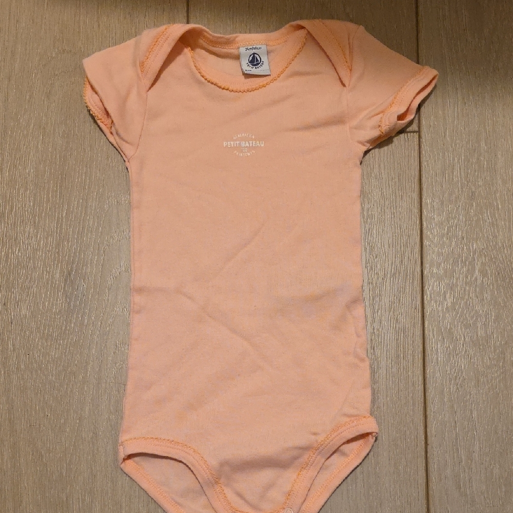 French Petit Bateau Soft Peach Baby Bodysuit Onesie